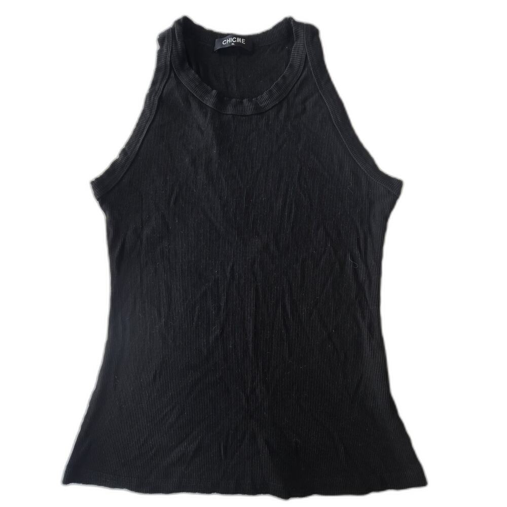 CHICME black crew neck ribbed tank top/XL